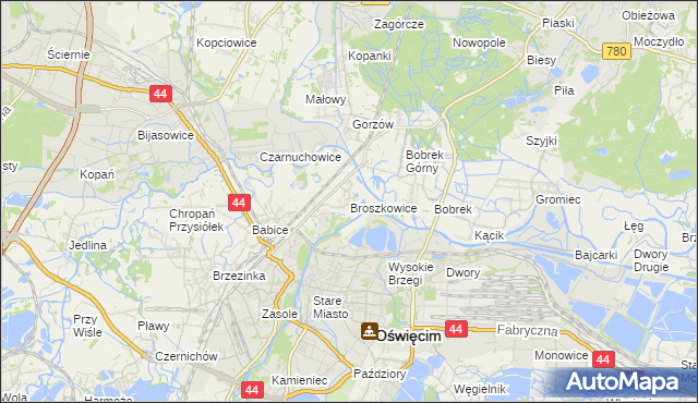 mapa Broszkowice, Broszkowice na mapie Targeo