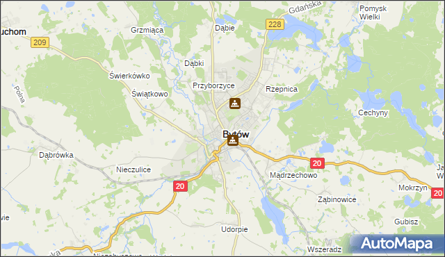 mapa Bytów, Bytów na mapie Targeo