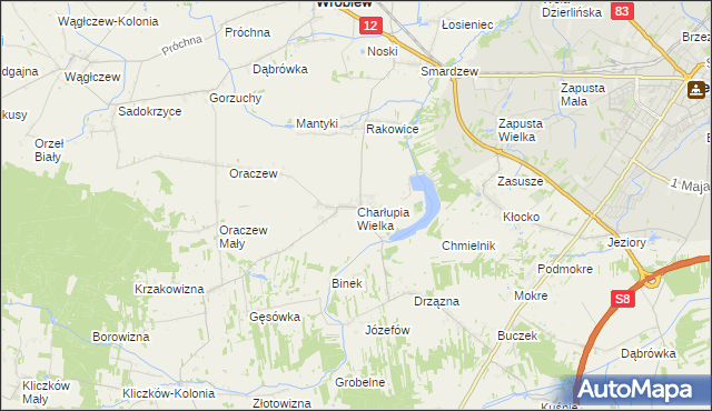mapa Charłupia Wielka, Charłupia Wielka na mapie Targeo