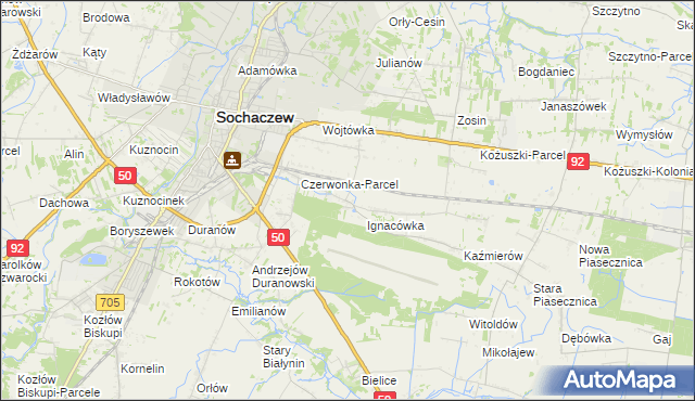 mapa Czyste gmina Sochaczew, Czyste gmina Sochaczew na mapie Targeo