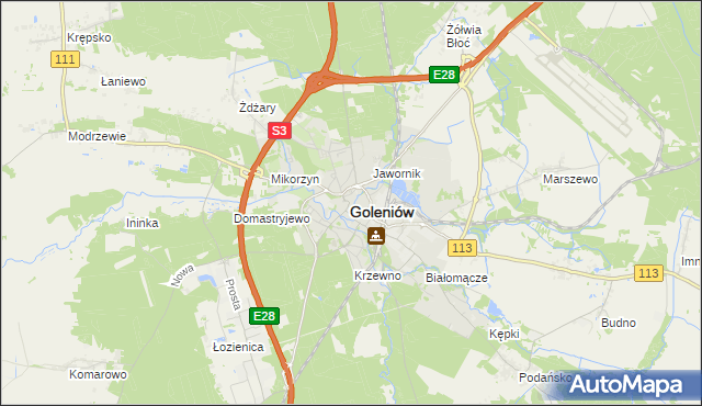 mapa Goleniów, Goleniów na mapie Targeo