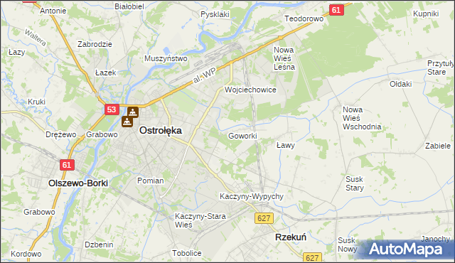 mapa Goworki, Goworki na mapie Targeo