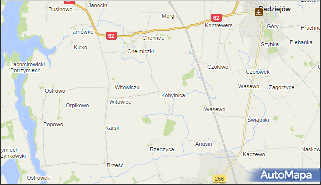 mapa Kobylnica gmina Kruszwica, Kobylnica gmina Kruszwica na mapie Targeo