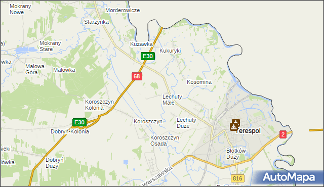 mapa Lechuty Małe, Lechuty Małe na mapie Targeo