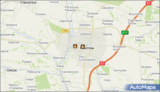 mapa Miechów, Miechów na mapie Targeo