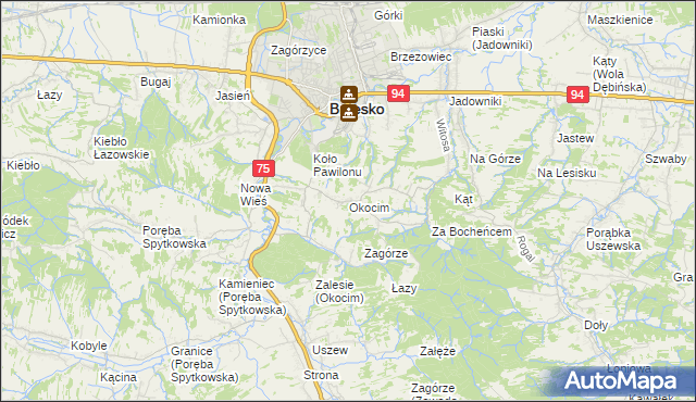 mapa Okocim, Okocim na mapie Targeo