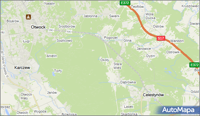 mapa Okoły gmina Celestynów, Okoły gmina Celestynów na mapie Targeo