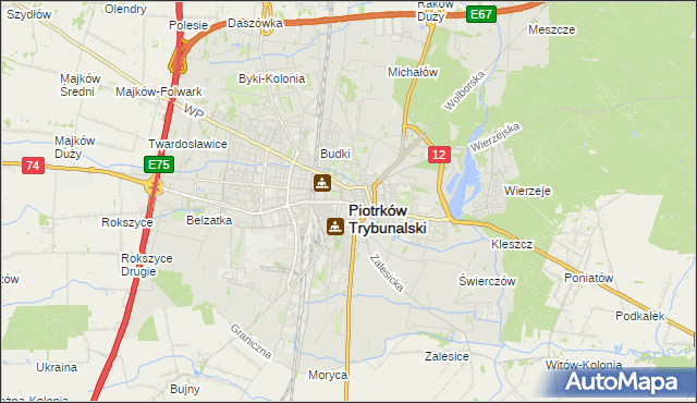 mapa Piotrków Trybunalski, Piotrków Trybunalski na mapie Targeo