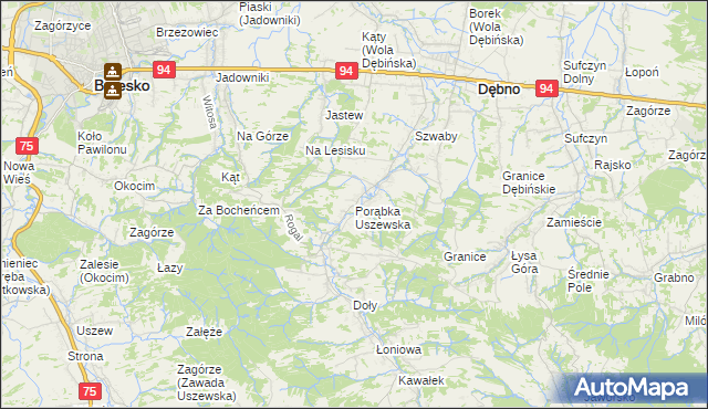 mapa Porąbka Uszewska, Porąbka Uszewska na mapie Targeo