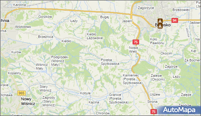 mapa Poręba Spytkowska, Poręba Spytkowska na mapie Targeo