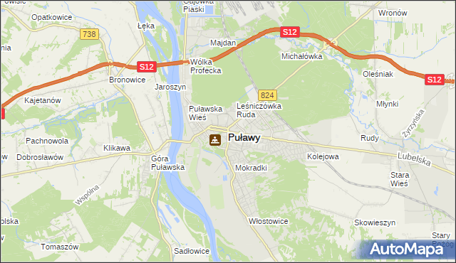 mapa Puław, Puławy na mapie Targeo