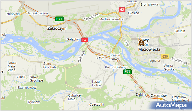 mapa Sady gmina Czosnów, Sady gmina Czosnów na mapie Targeo