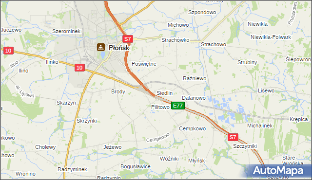 mapa Siedlin, Siedlin na mapie Targeo
