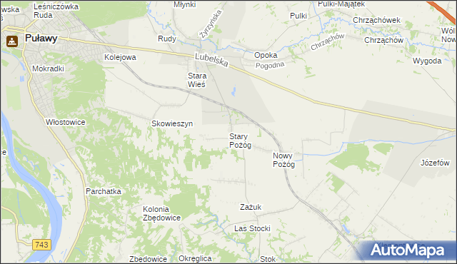 mapa Stary Pożóg, Stary Pożóg na mapie Targeo
