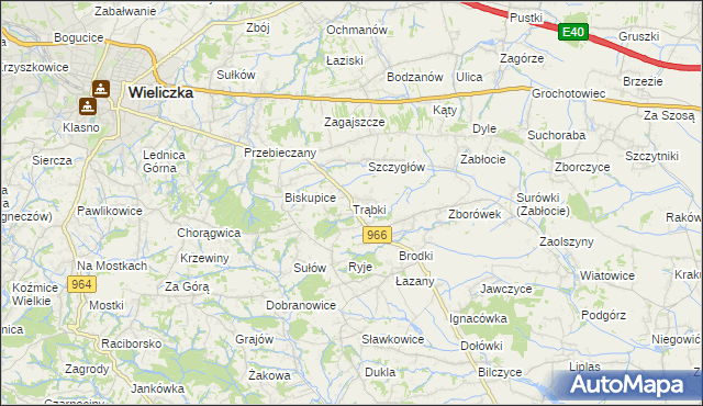 mapa Trąbki gmina Biskupice, Trąbki gmina Biskupice na mapie Targeo