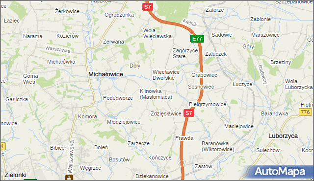 mapa Więcławice Stare, Więcławice Stare na mapie Targeo