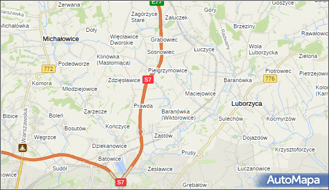 mapa Wiktorowice, Wiktorowice na mapie Targeo