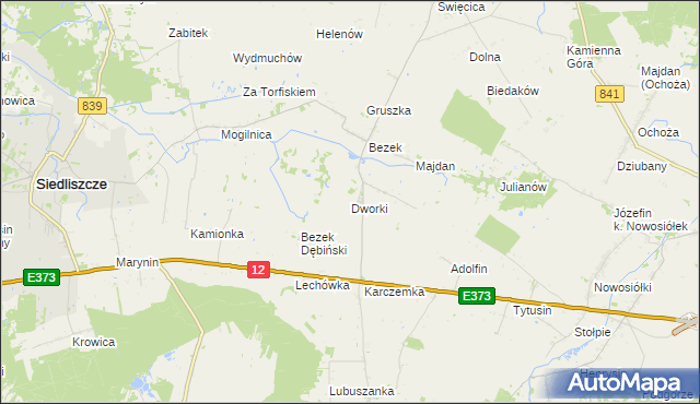 mapa Dworki gmina Siedliszcze, Dworki gmina Siedliszcze na mapie Targeo