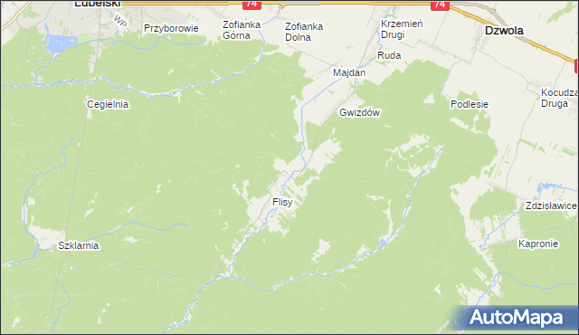mapa Flisy Leśniczówka, Flisy Leśniczówka na mapie Targeo