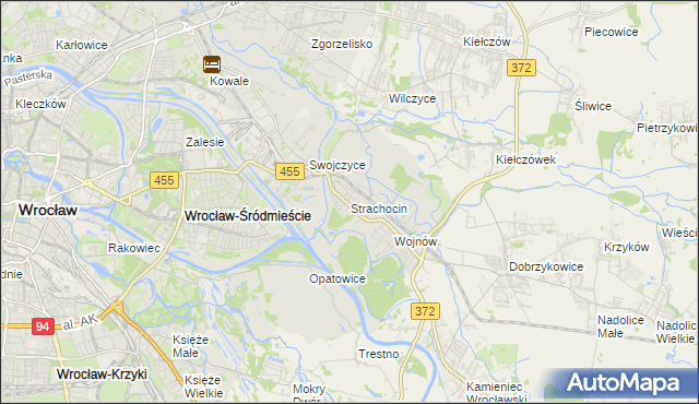 mapa Strachocin gmina Wrocław, Strachocin gmina Wrocław na mapie Targeo