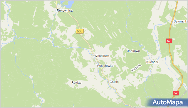 mapa Wesołowo gmina Wielbark, Wesołowo gmina Wielbark na mapie Targeo