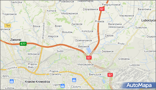 mapa Batowice, Batowice na mapie Targeo