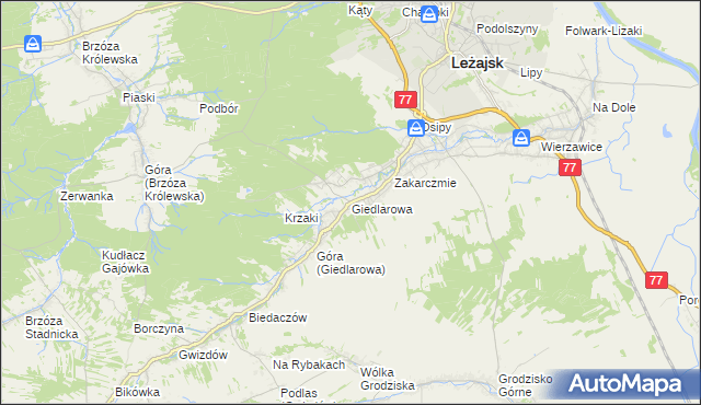 mapa Giedlarowa, Giedlarowa na mapie Targeo