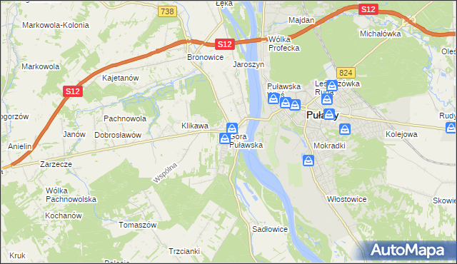 mapa Góra Puławska, Góra Puławska na mapie Targeo