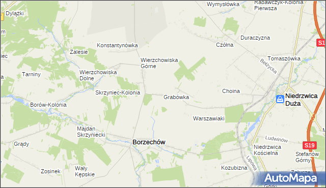 mapa Grabówka gmina Borzechów, Grabówka gmina Borzechów na mapie Targeo