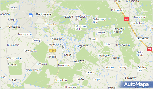 mapa Grębosze, Grębosze na mapie Targeo