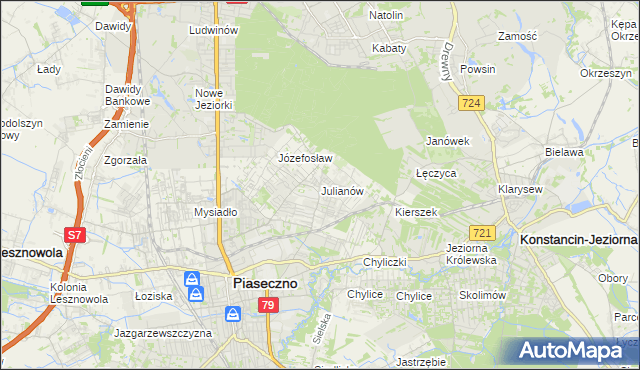 mapa Julianów gmina Piaseczno, Julianów gmina Piaseczno na mapie Targeo