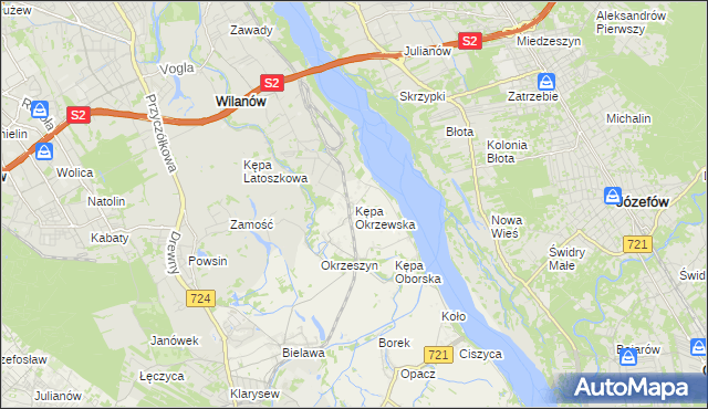 mapa Kępa Okrzewska, Kępa Okrzewska na mapie Targeo