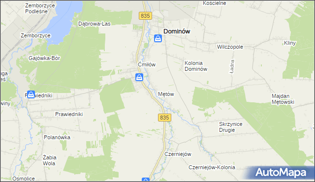 mapa Mętów, Mętów na mapie Targeo