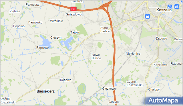 mapa Nowe Bielice, Nowe Bielice na mapie Targeo