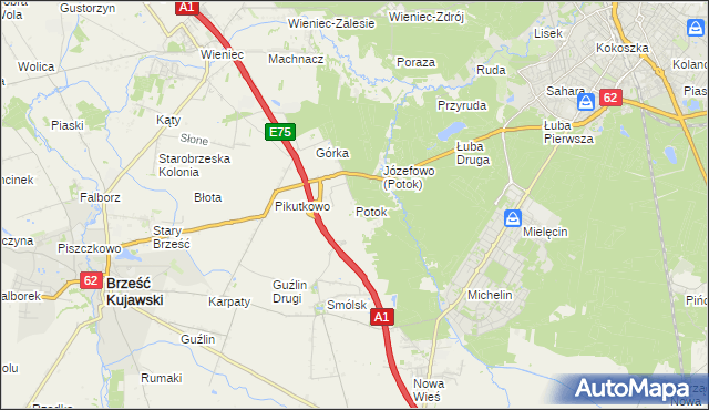 mapa Potok gmina Włocławek, Potok gmina Włocławek na mapie Targeo