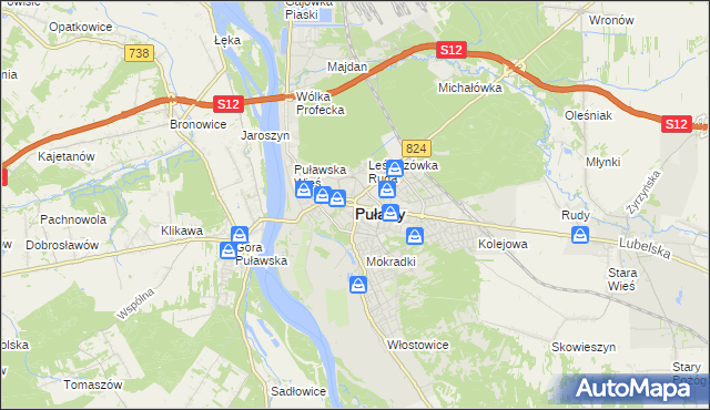mapa Puław, Puławy na mapie Targeo