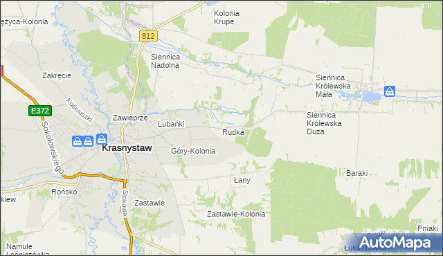mapa Rudka gmina Siennica Różana, Rudka gmina Siennica Różana na mapie Targeo