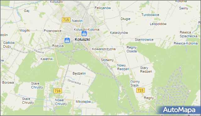 mapa Słotwiny gmina Koluszki, Słotwiny gmina Koluszki na mapie Targeo