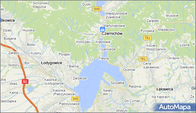 mapa Tresna, Tresna na mapie Targeo