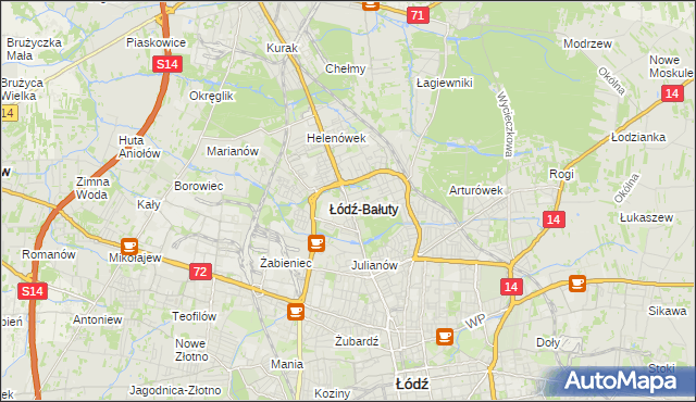 mapa Bałuty gmina Łódź, Bałuty gmina Łódź na mapie Targeo