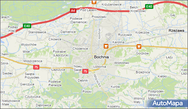 mapa Bochni, Bochnia na mapie Targeo