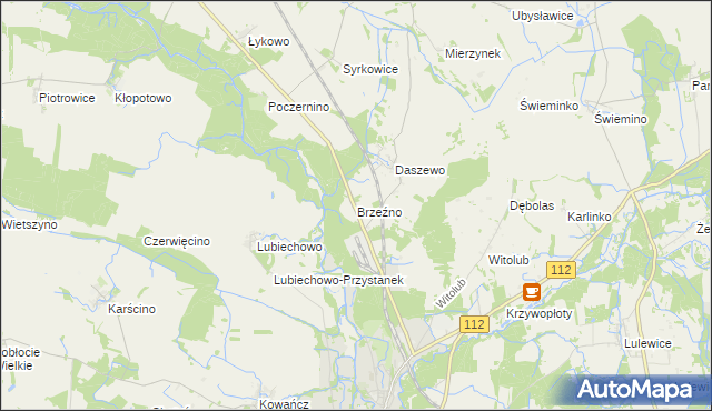 mapa Brzeźno gmina Karlino, Brzeźno gmina Karlino na mapie Targeo