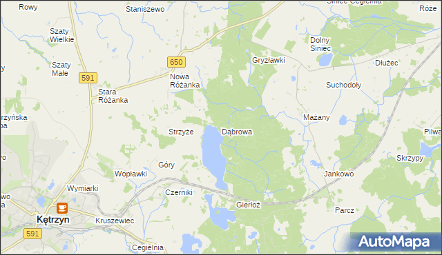 mapa Dąbrowa gmina Kętrzyn, Dąbrowa gmina Kętrzyn na mapie Targeo