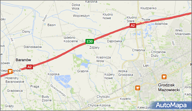 mapa Kraśnicza Wola, Kraśnicza Wola na mapie Targeo