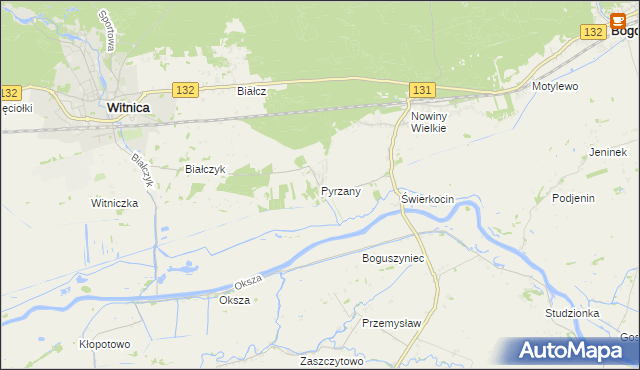 mapa Pyrzany, Pyrzany na mapie Targeo