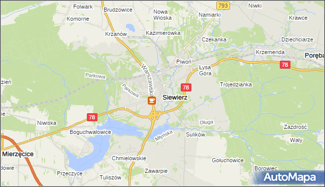 mapa Siewierz, Siewierz na mapie Targeo