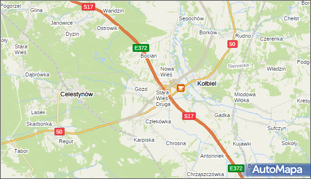 mapa Stara Wieś Druga gmina Kołbiel, Stara Wieś Druga gmina Kołbiel na mapie Targeo