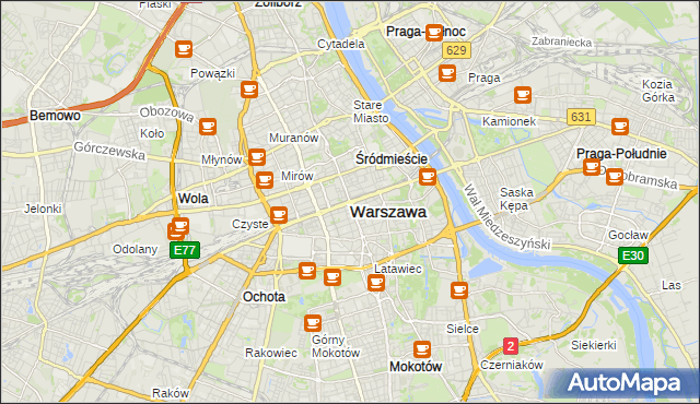 mapa Warszawy, Warszawa na mapie Targeo