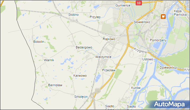 mapa Warzymice, Warzymice na mapie Targeo