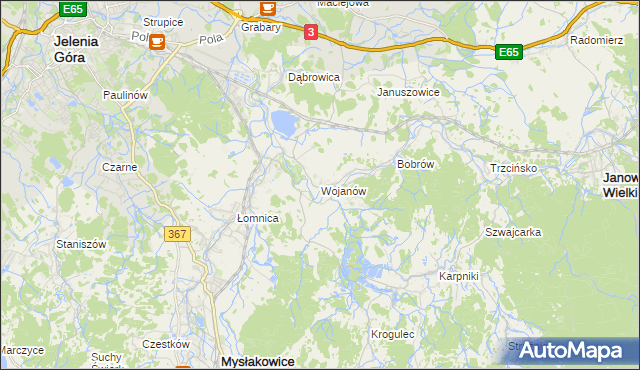 mapa Wojanów, Wojanów na mapie Targeo